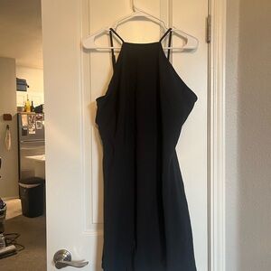 abercrombie & fitch high neck traveler dress in black (large tall)